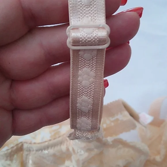 Peach Khaki Lace Push-up Bra, Small - Picture 6 of 14